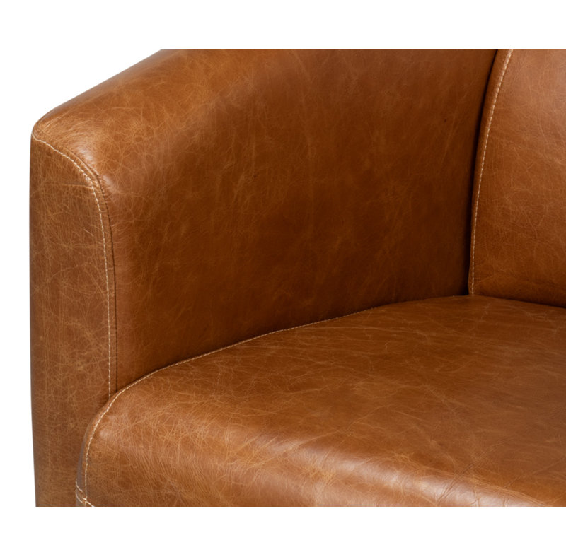 Mandy Armchair, Brown Genuine Leather