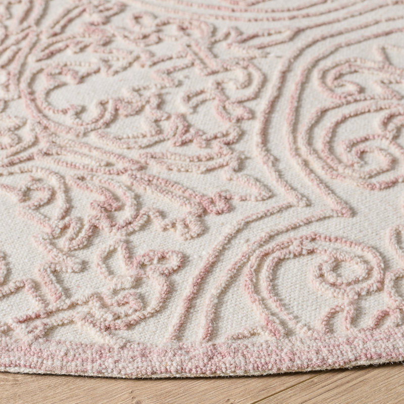 Tapis en laine et coton touffeté à la main avec coton, Rond 6 pi