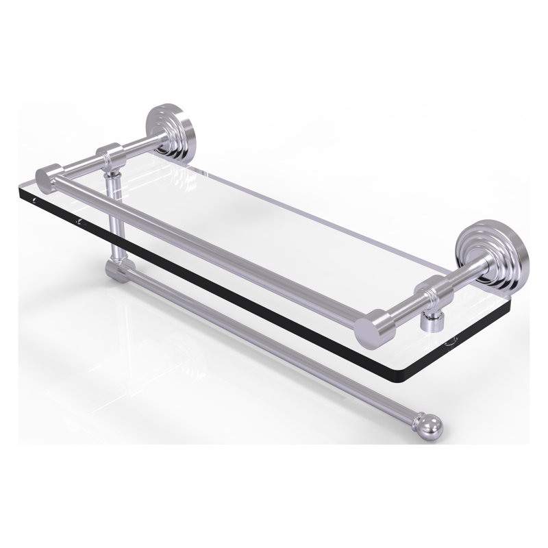 Beresford Bracket Shelf with Towel Bar, Satin Chrome
