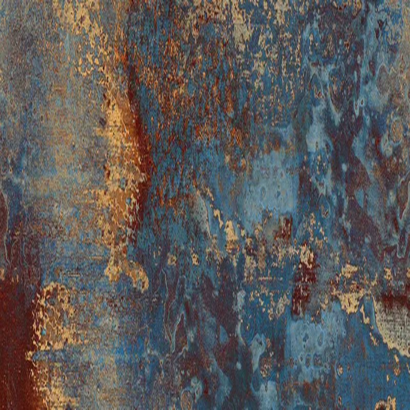 Murale abstraite métallique rouille bleue, L 108 po x l 96 po