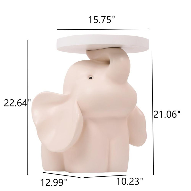 Playful Elephant Shaped Side Table Whimsical Resin Animal End Table With Tray Top