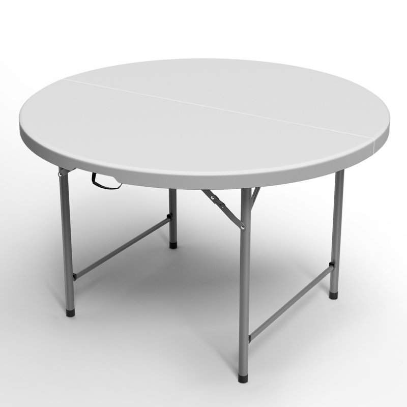 48" Plastic Round Folding Table, Portable Foldable Party Banquet Table for Camping Dining Outdoor Picnic, Black