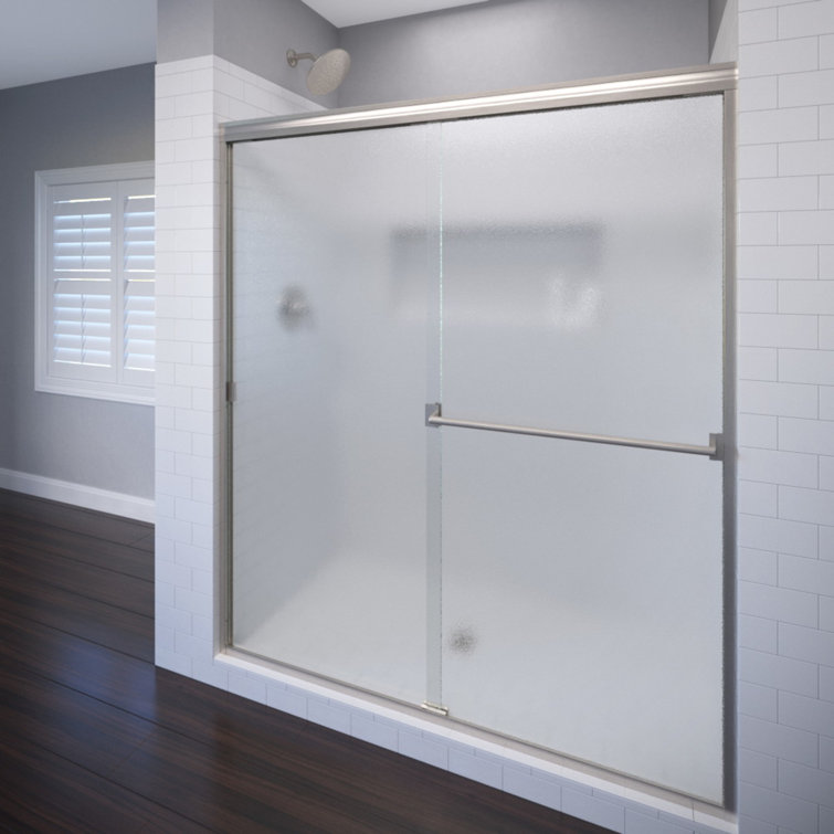 Classic 52'' - 56'' W x 70'' H Bypass Semi-Frameless Shower Door with Pattern Glass