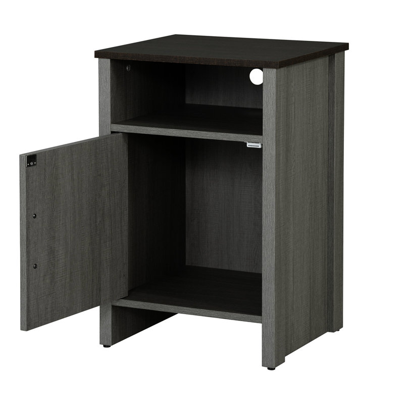 Table d'appoint rustique 1pc avec motif bicolore brun et gris, poignée en métal, sur tiroir, 14 profondeurs, 16 largeurs, 23 hauteurs, pour un espace de vie principal au fini, pouces de tiroir larges, profonds, hauts, zone appropriée