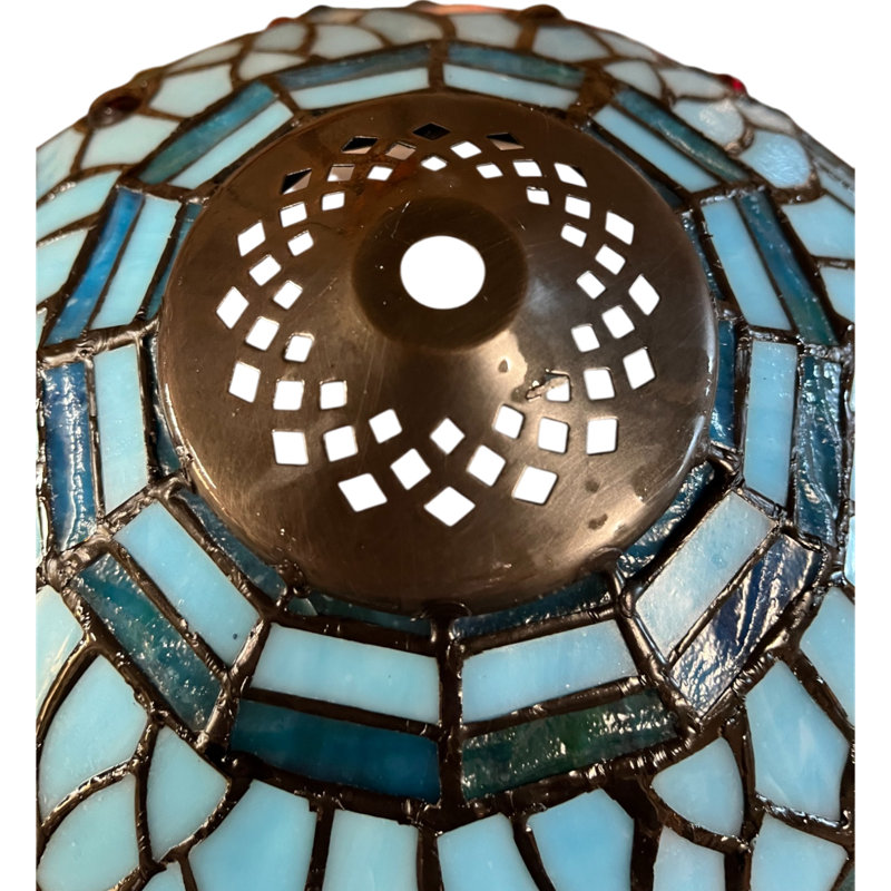 Kehoe Glass Bowl Lamp Shade ( Screw On ), Aqua Blue/Yellow, 20cm H x 20cm W x 20cm D