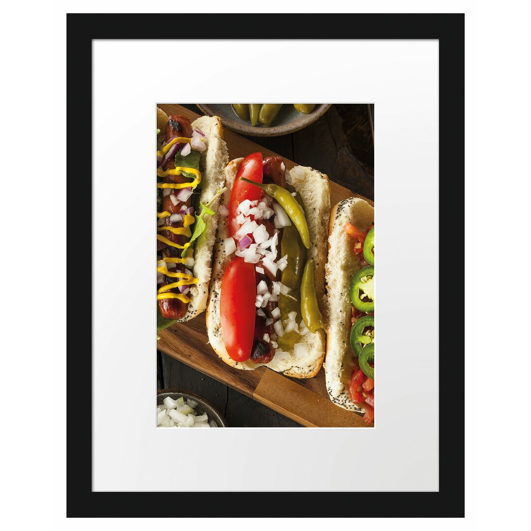 Gerahmtes Poster Amerikanische Hotdogs