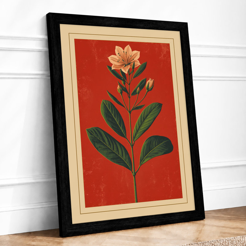 Centered Bloom Botanical - Framed Print, A4 - 29.7 x 21.0 cm, Black