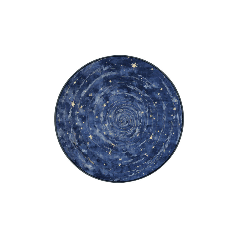 Tapis gris soyeux et moelleux, Rond 4 pi