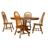 Alissah 4 - Person Extendable Solid Wood Solid Wood Top Pedestal Dining Set