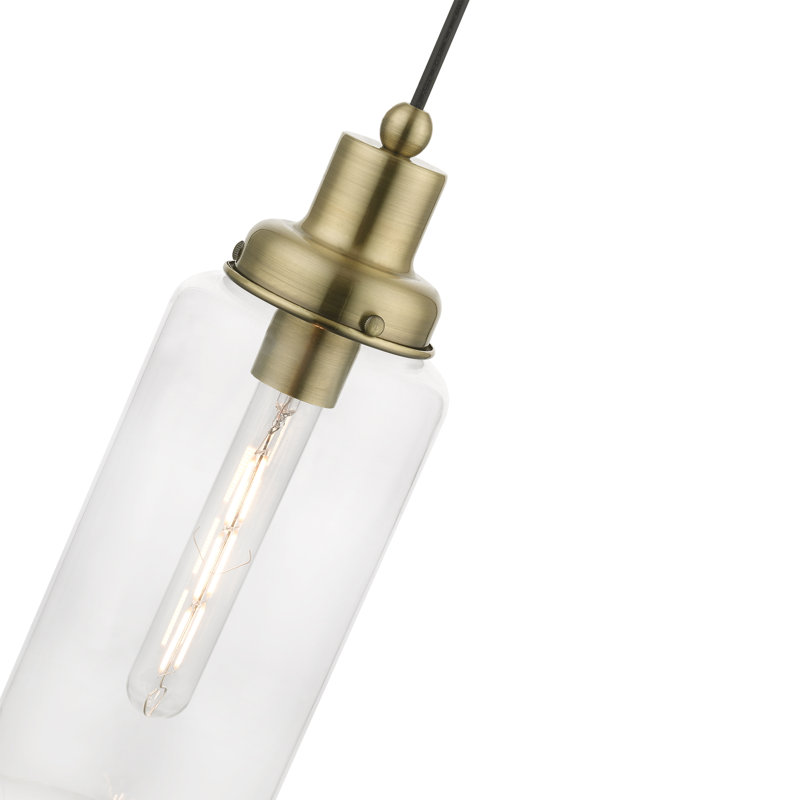 Luminaire suspendu cylindrique simple Leor, Laiton antique