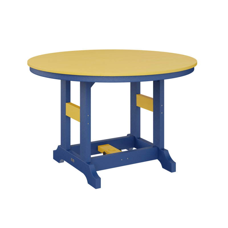 Garden Classic Outdoor Round Bar Table, Pacific Blue, Sunburst Yellow