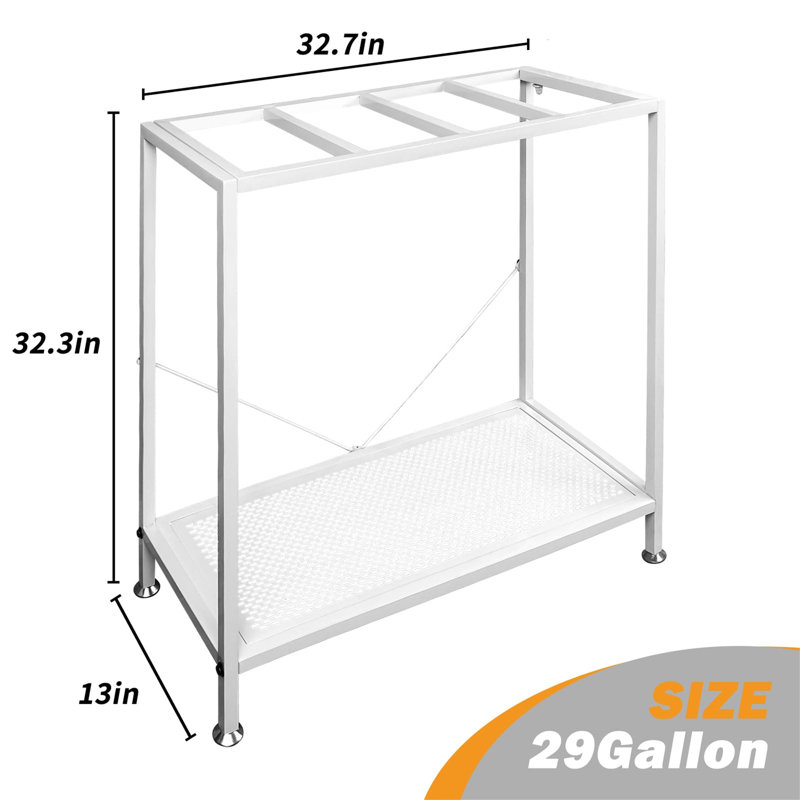 White Metal 29 Gallon Aquarium Stand with Storage Shelf
