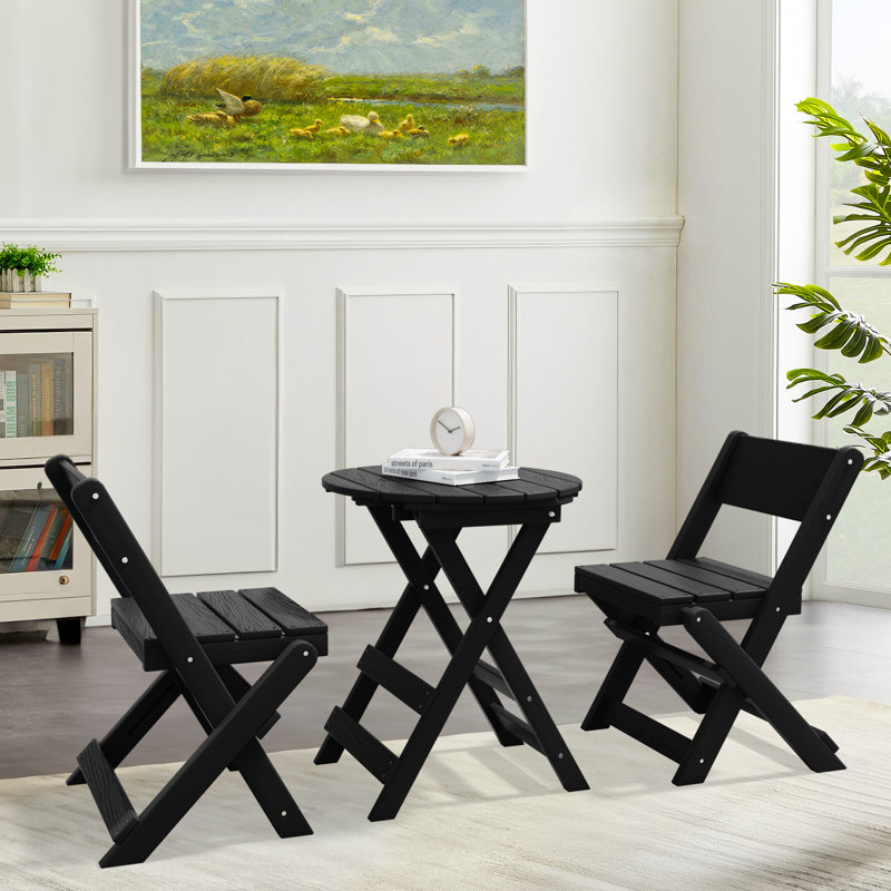 Ensemble repas d'extérieur pliant pour 2 personnes, Noir