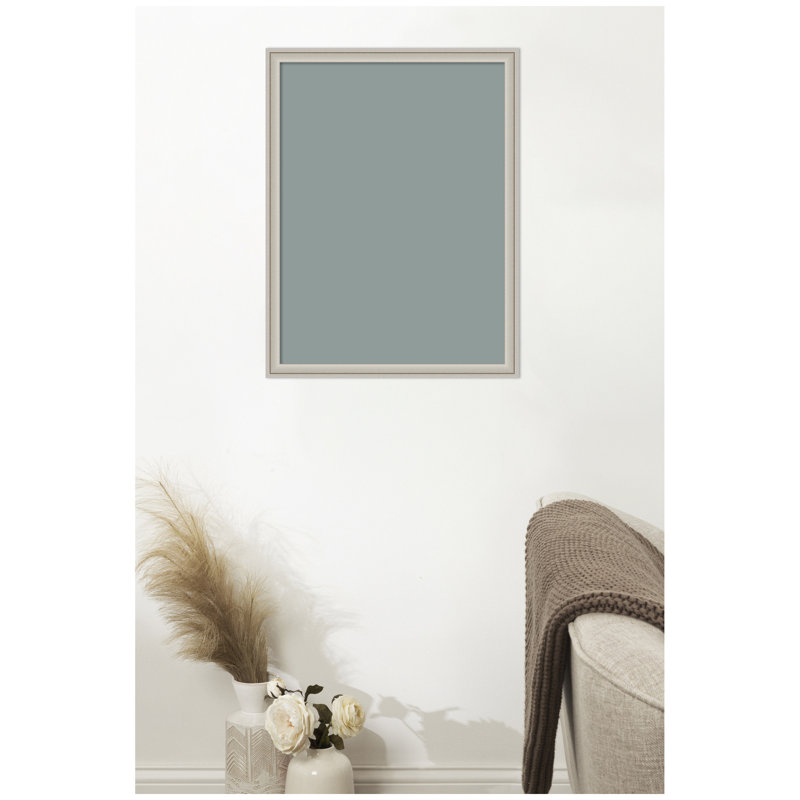 Tableau d'affichage en lin encadré en tissu, Bleu pastel, Argent Florence, H 26 po x l 20 po x P 1,25 po
