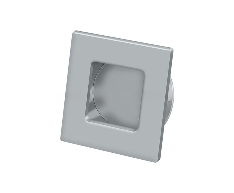 Deltana FPS234U3-UNL Flush Pull, Square, HD, 2-3/4" x 2-3/4", Solid Brass in Unlacquered Brass, Brushed Chrome