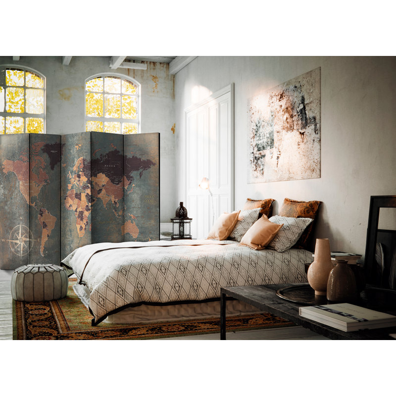 225cm W x 172cm H 5 - Panel Wood Folding Room Divider