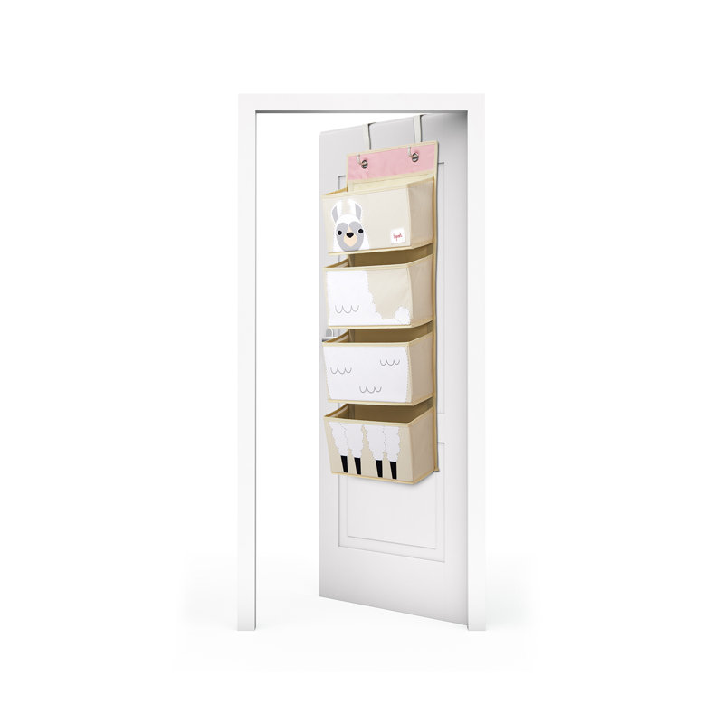 Llama Beige and White Hanging Wall Organizer with Hooks