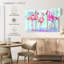 Trio de flamants roses sur fond bleu-107965943