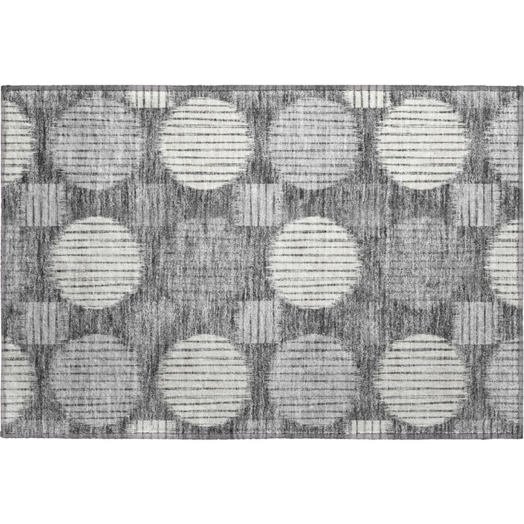 Premium Machine Washable Prisco Charcoal Rug