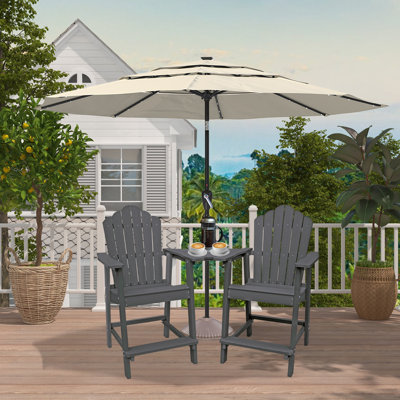 Albany 3-Piece Tall Adirondack Chair Set with Table HIPS Outdoor Patio Bar Stools by Rosecliff Heights