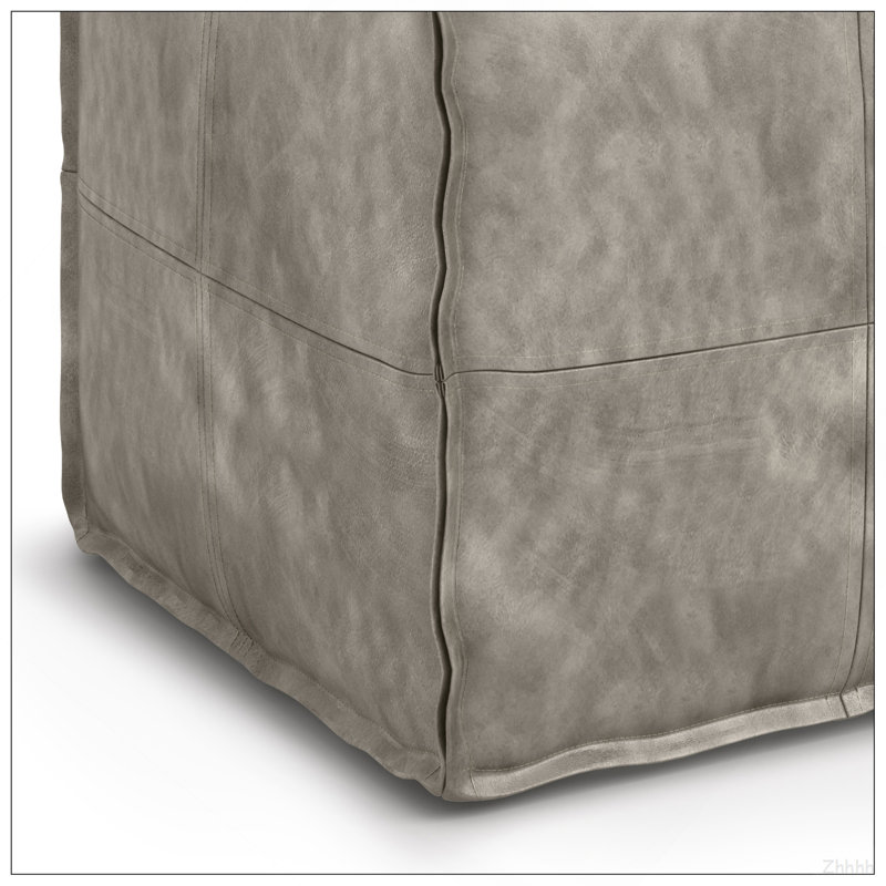 Brody - Pouf carré - Gris vieilli, Cuir gris