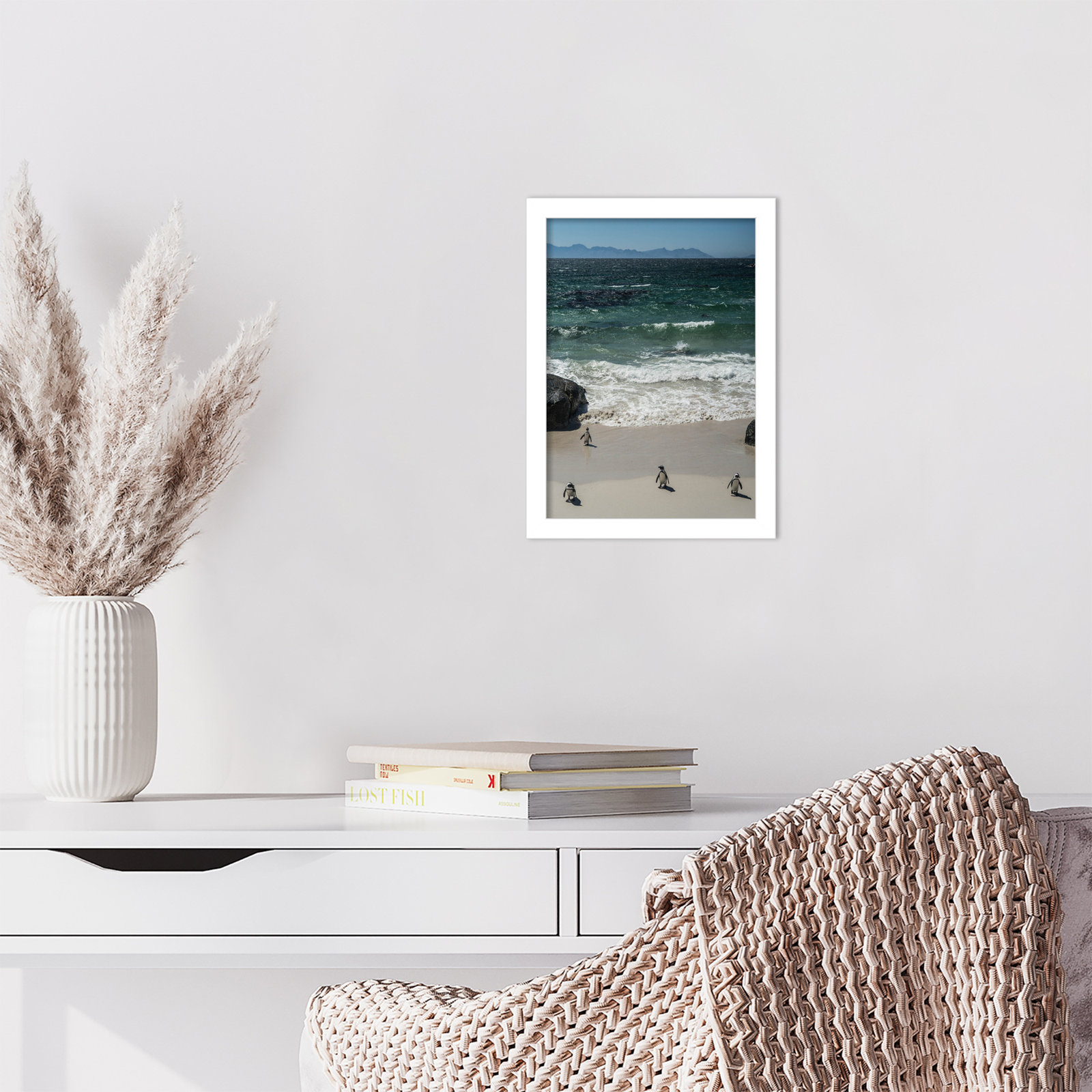 Perolio "Coming in to the Beach" Print, 13" H x 10" W, White