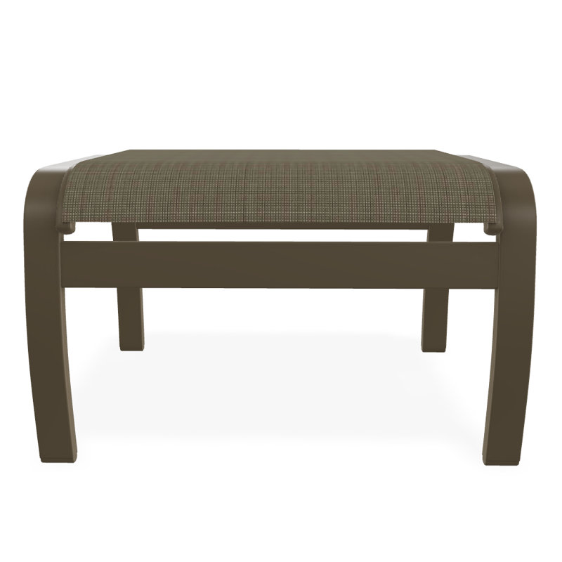 Repose-pieds d'extérieur avec coussin Askar, Tweed Sunbrella® brun, Bois de plage texturé