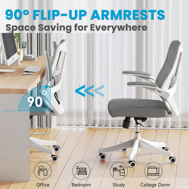 Fauteuil de bureau ergonomique Treve Maegan Home, Blanc, Gris