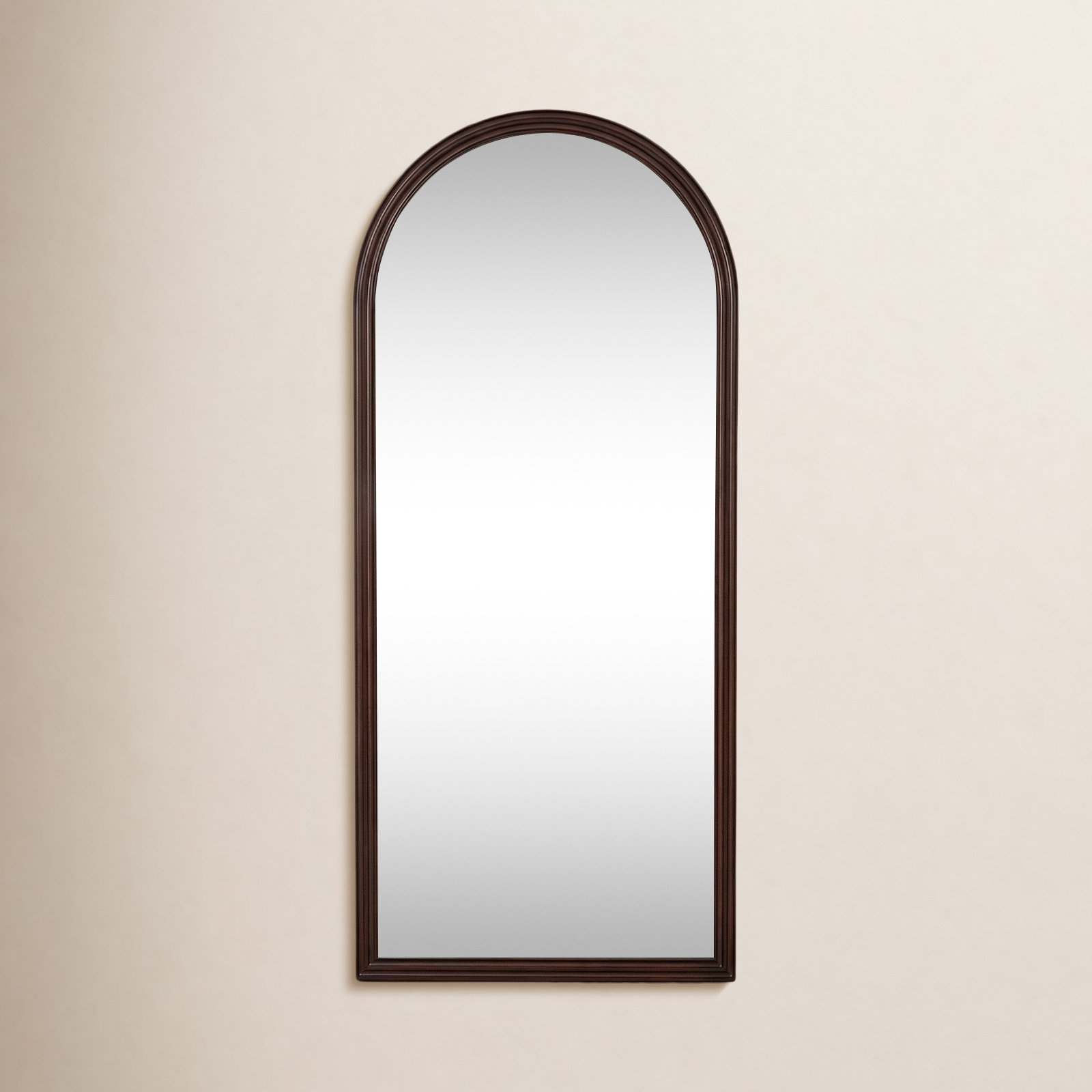 31.5 in. W x 71 in. H Arched Solid Wood Framed Floor Mirror