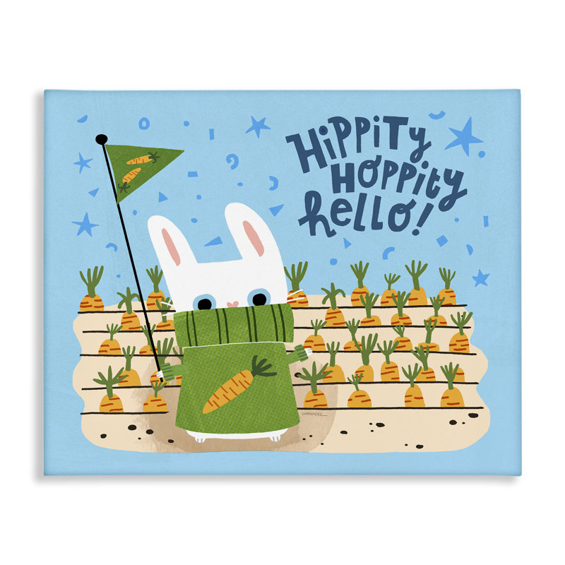 «Hippity Hoppity Hello Bunny», art mural sur toile par Leeza Hernandez, H 36 po x l 48 po