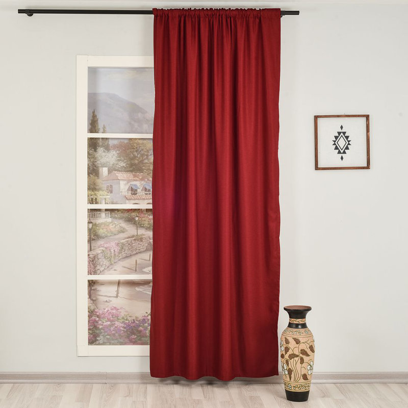 Lined Blackout Extra Long & Extra Wide Custom Made Decorative Single Panel Curtain, Burgundy, 100" W x 288" L