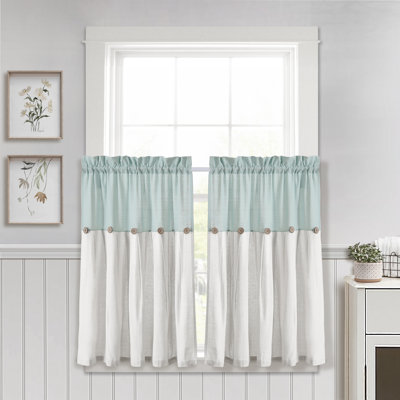 Linen Button Cotton Blend Tailored Cafe Curtain