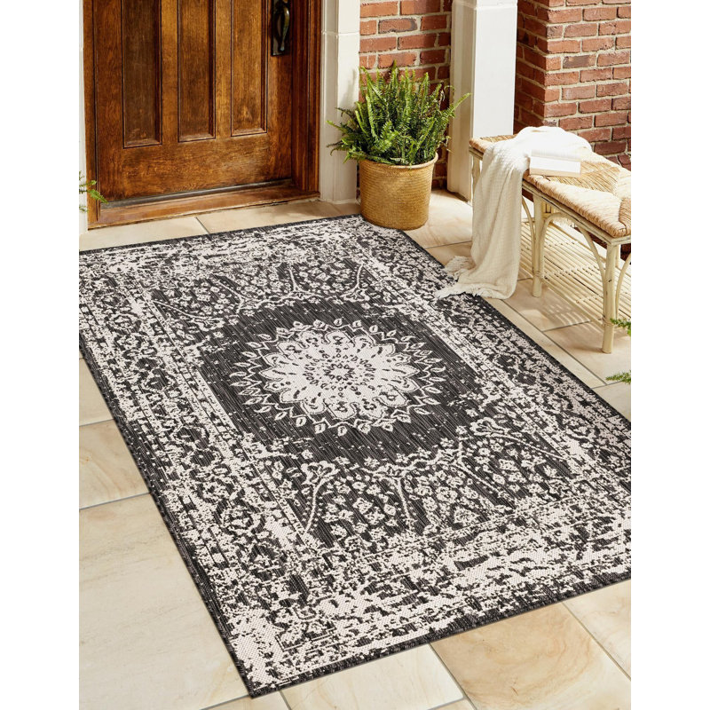 Tapis noir et blanc Contemporary Hitchens, Rectangle 2 pi x 3 pi 1 po