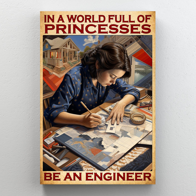 «Be An Engineer» - 1 pièce, impression de rectangle Pri Be An Engineer - 1 pièce, impression sur toile, L 24 po x H 36 po