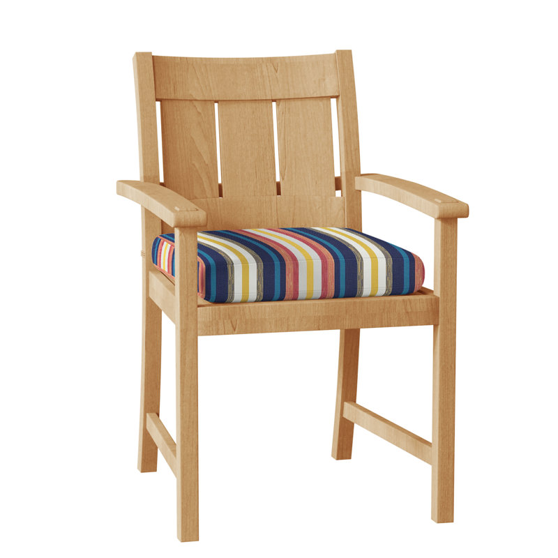 Croquet Teak Patio Dining Armchair with Cushions, Indigo Velvet, No Welt, Natural Teak