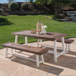 Eulene 4-Person Solid Acacia Wood and Metal Rectangular Dining Set
