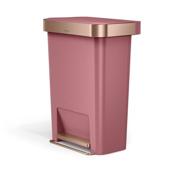 simplehuman 12gal Soft-Close Step-On Can, Blush