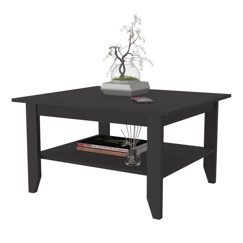 Table basse Osceola, noir - design minimaliste moderne à deux niveaux, L 31 po
