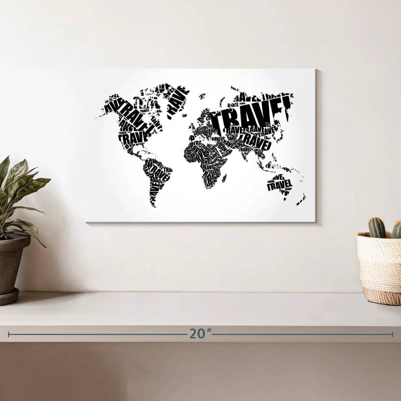 Aliaz Travel Word Cloud Map, 8" H x 12" W