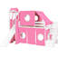 Lit mezzanine simple rose avec tente et tour, pin de haute qualité, apparence semblable, sous-espace pour les ballons, construction solide, style élégant, gants de rangement spacieux