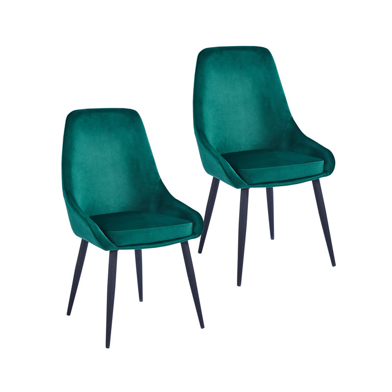 46cm H Velvet Upholstered Side Chair, Green