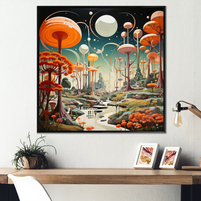 " Colorful Mid Century Midcentury Mushroom Dreams I "