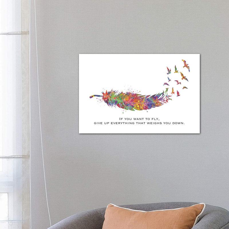 Feather Quote Landscape by Genefy Art - Wrapped Canvas Print, 66.04 cm H x 45.72 cm W x 3.175 cm D