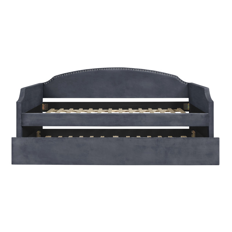 Yamna Upholstered Daybed with Trundle, Black