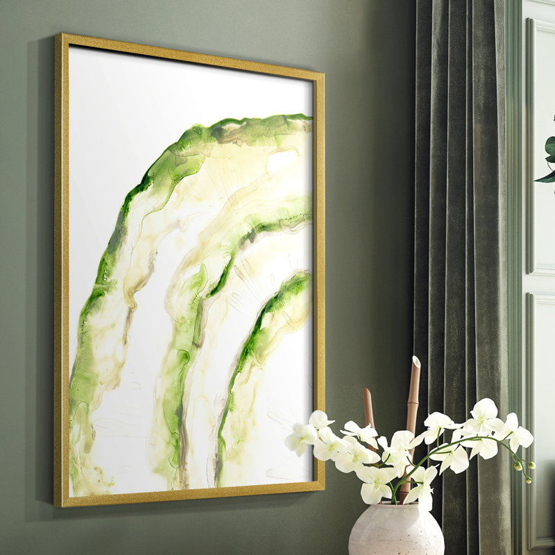 Lichen Halo I, reproduction encadrée - bois massif, Or, H 10 po x l 8 po