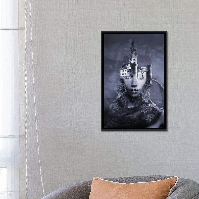 « obscurité », impression sur toile, H 26 po x l 18 po x P 1,5 po, Pas de tapis, Toile avec cadre noir