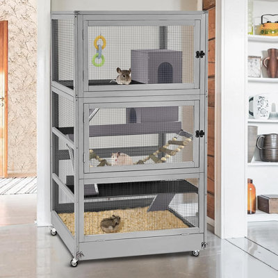 Large Chinchilla Cage for Chinchilla Ferret Rat Squirrel Lizard Chameleon Small Animal, Anti-Chewing, Movable