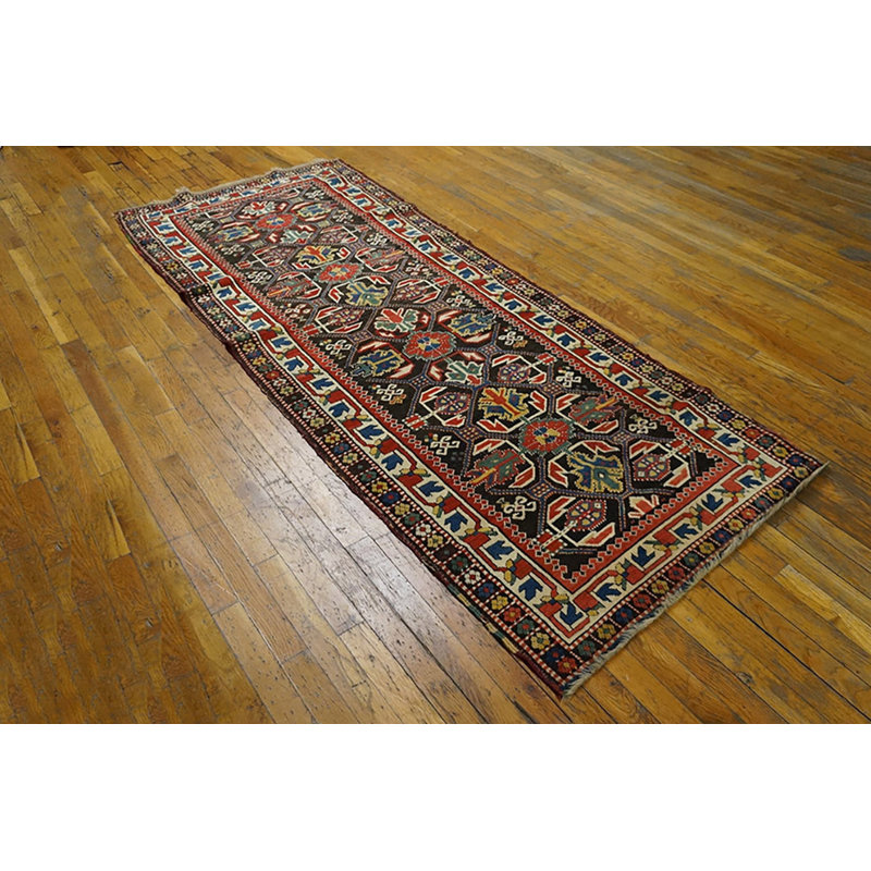 Late 19th Century Graphic Antique Tribal Geometric Caucasian Kazak Rug