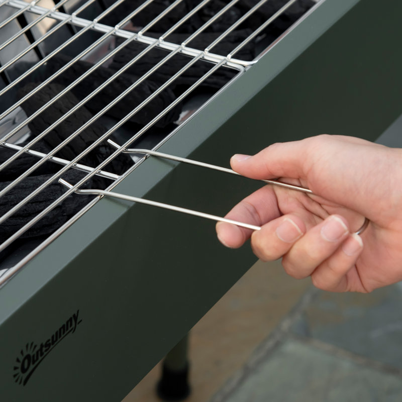 Barbecue au charbon portatif l 30,3 po Outsunny, Vert foncé
