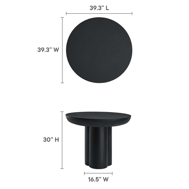 Caspian Black Round Concrete and MDF Dining Table